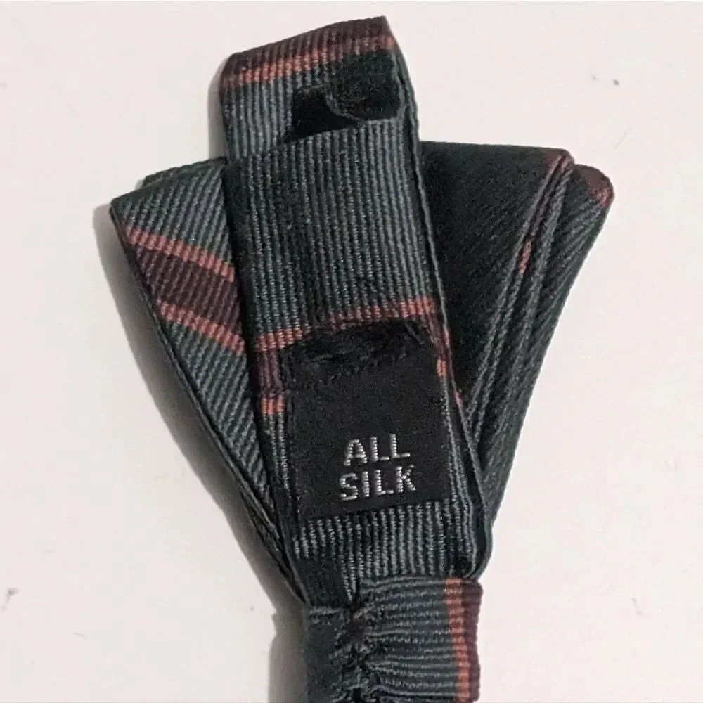 All Silk Adjustable Stripe Bow Tie Bowtie